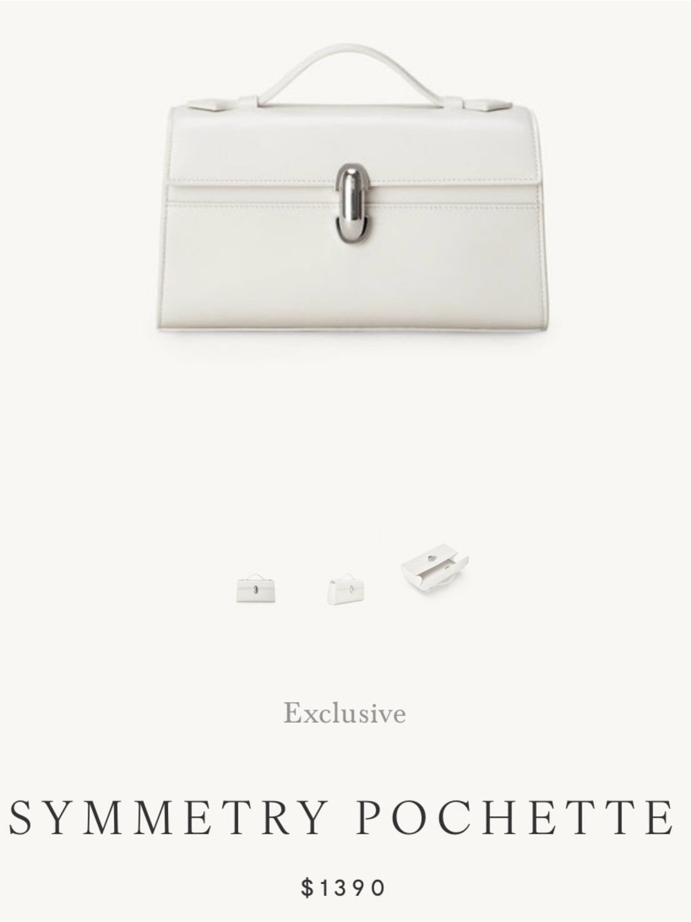 Elegant Ivory Savette “Symmetry Pochette” Top-Handle Bag - NWOT (MSRP $1390)